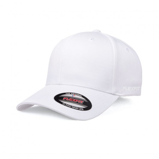 White Flexfit Wooly Combed Caps